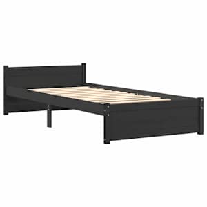 Rám postele černý masivní dřevo 90 x 200 cm - obrázek 3