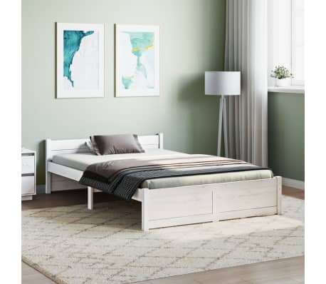 vidaXL Bed Frame White Solid Wood 120x200 cm