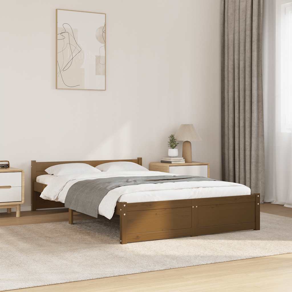 Cadre de lit Marron miel Bois massif 120x200 cm