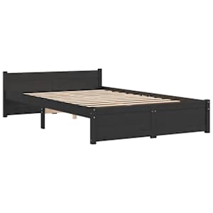 vidaXL Lovos rėmas, juodos spalvos, 120x200cm, medienos masyvas
