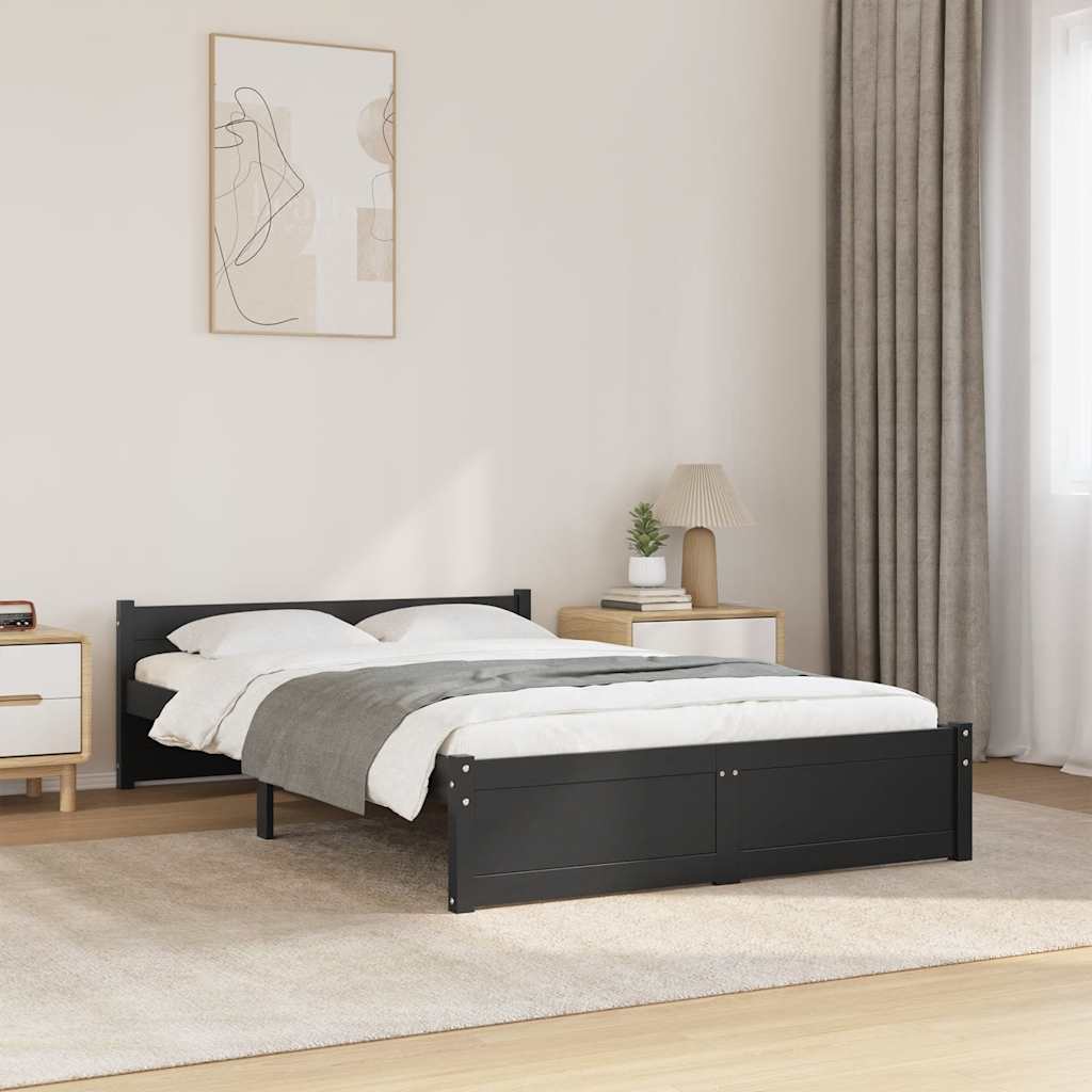 Cadre de lit Noir Bois massif 120x200 cm