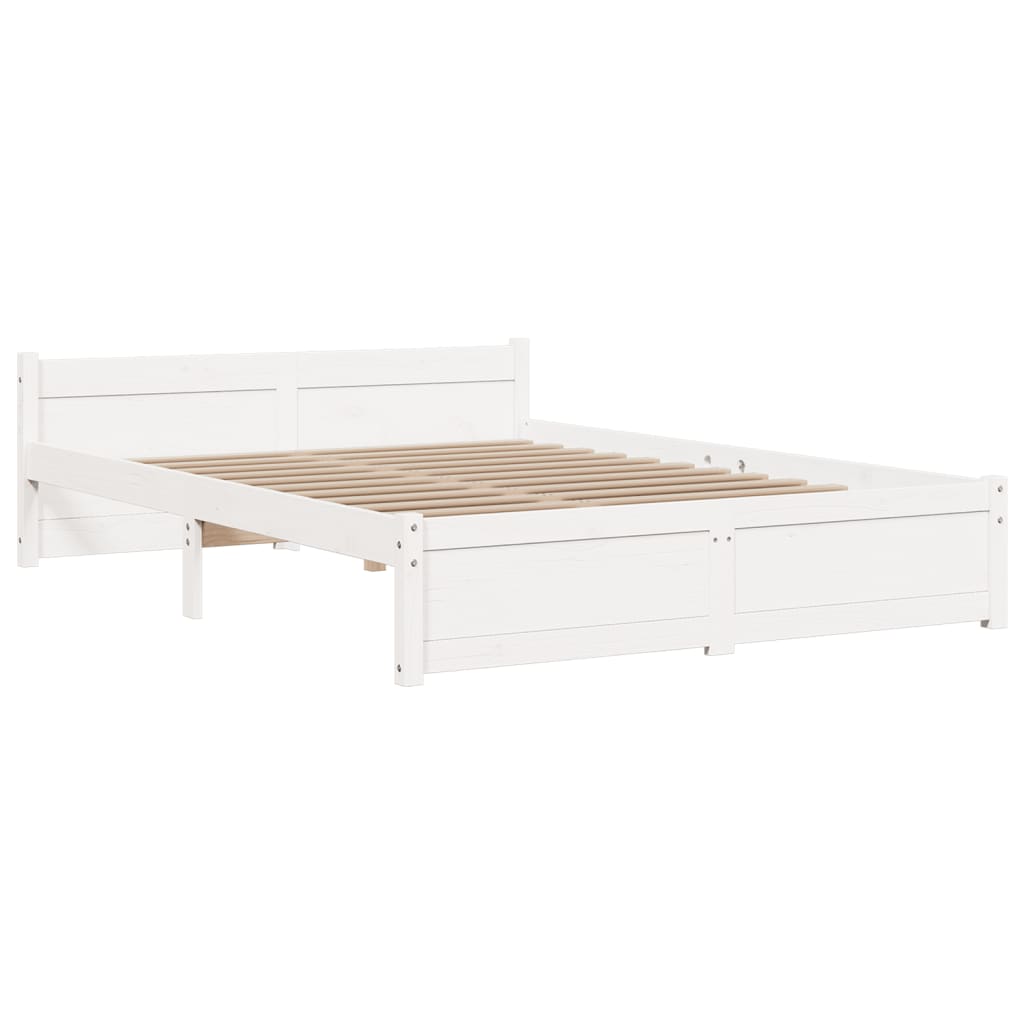 vidaXL Bedframe massief hout wit 140x200 cm