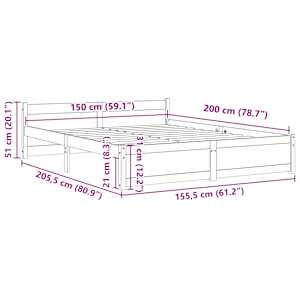 Rám postele masivní dřevo 150 x 200 cm King Size - obrázek 9