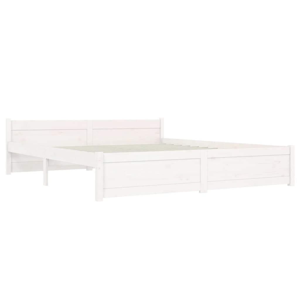 vidaXL Bedframe massief hout wit 150x200 cm 5FT King Size