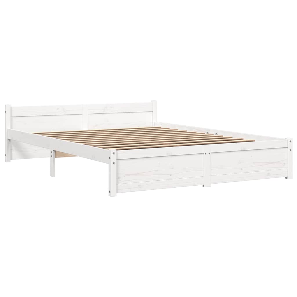 vidaXL Bedframe massief hout wit 150x200 cm afbeelding