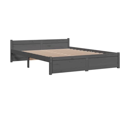 vidaXL Estrutura de cama king 150x200 cm madeira maciça cinza