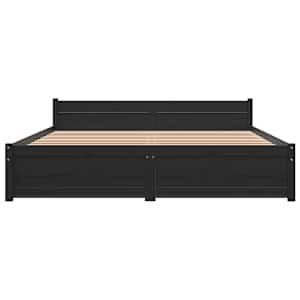 Rám postele černý masivní dřevo 150 x 200 cm King Size - obrázek 5