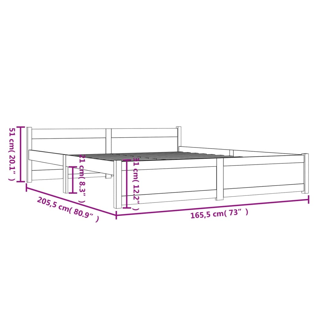 Okvir za krevet od masivnog drva 160 x 200 cm