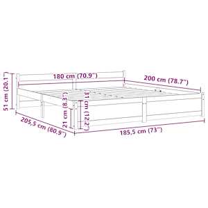 Rám postele bílý masivní dřevo 180 x 200 cm Super King - obrázek 9