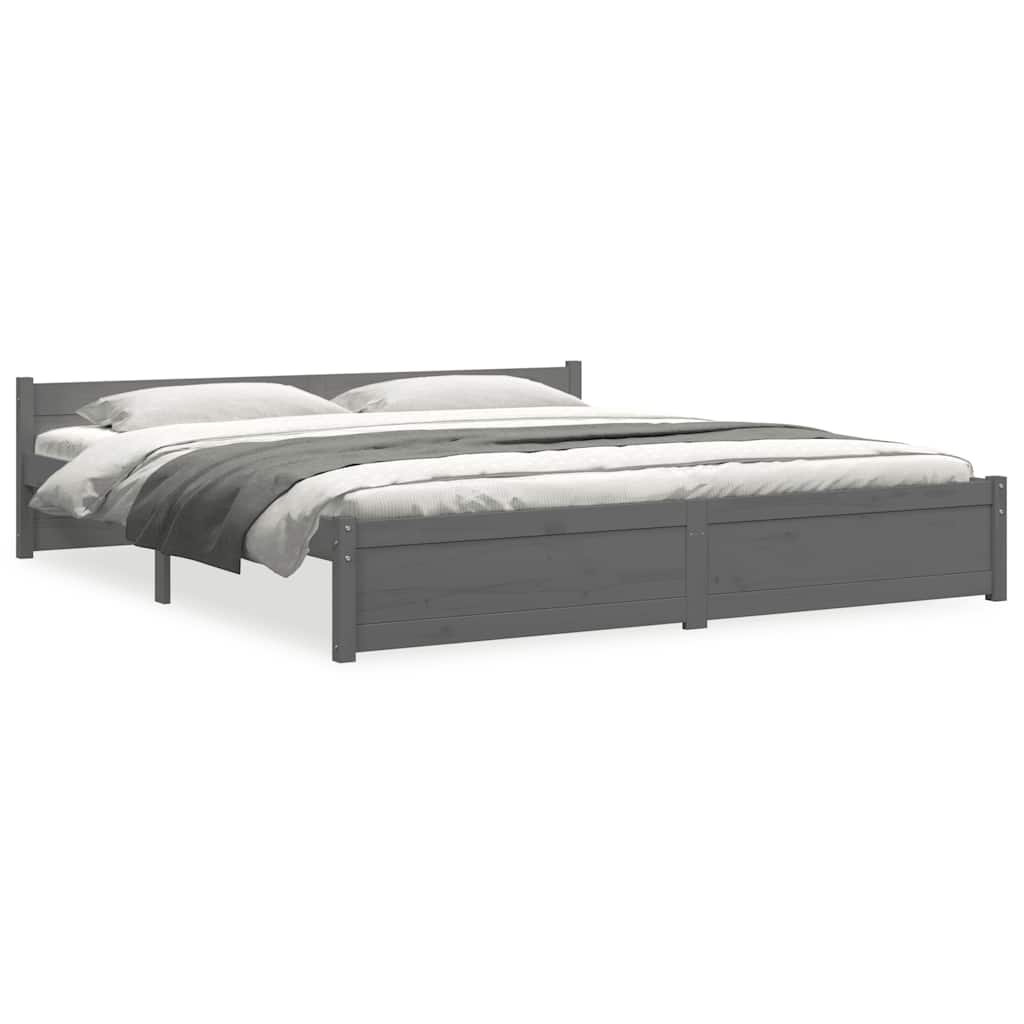 vidaXL Bedframe massief hout grijs 180x200 cm 6FT Super King