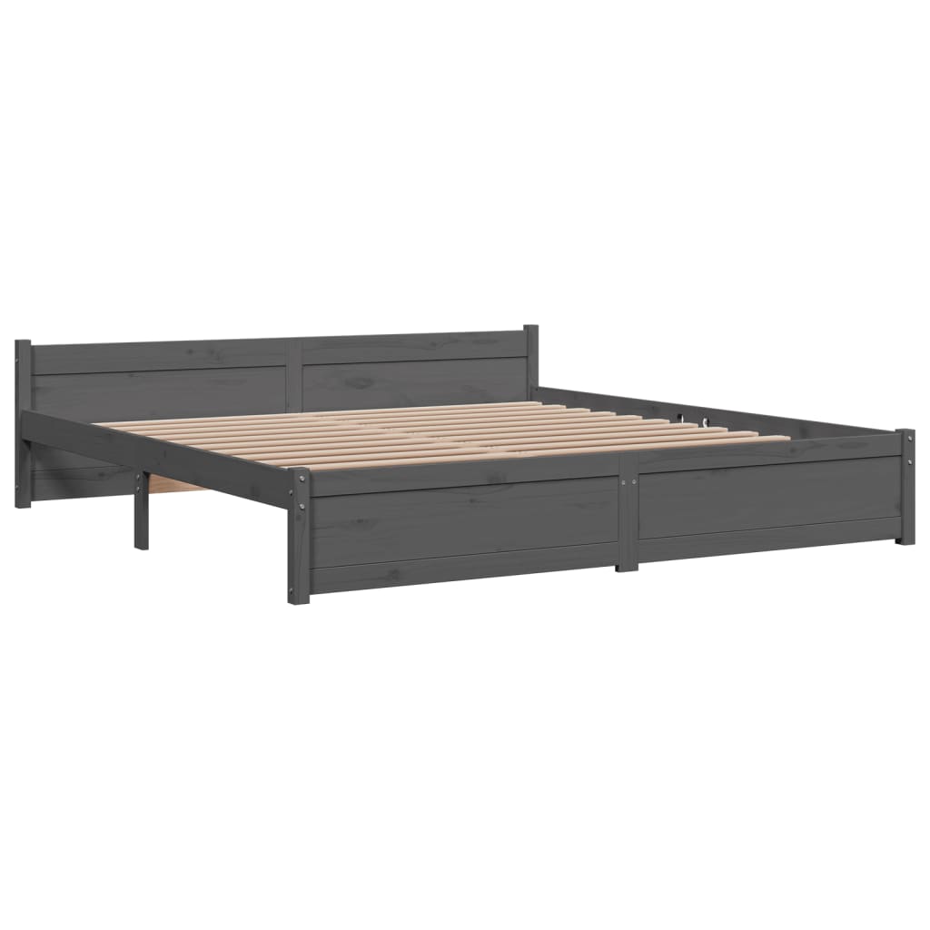 

vidaXL Bedframe massief hout grijs 180x200 cm 6FT Super King