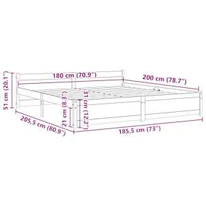 Rám postele medově hnědý masivní dřevo 180x200 cm Super King - obrázek 9