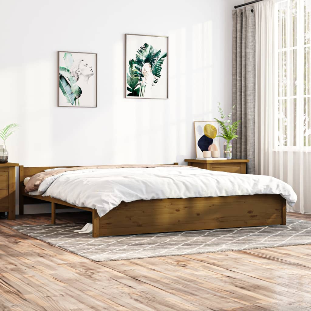 vidaXL Cadru de pat Super King 6FT, maro miere, 180x200 cm, lemn masiv