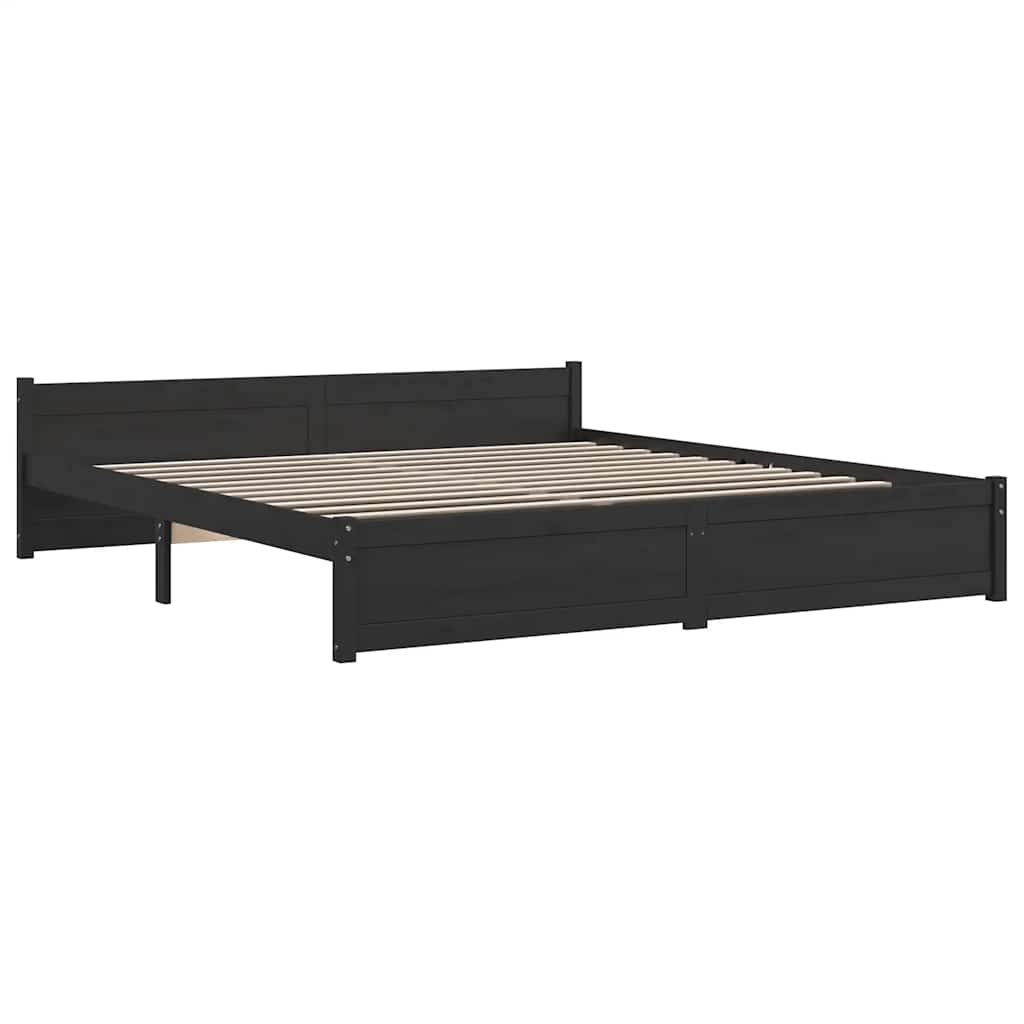 

vidaXL Bedframe massief hout zwart 180x200 cm 6FT Super King