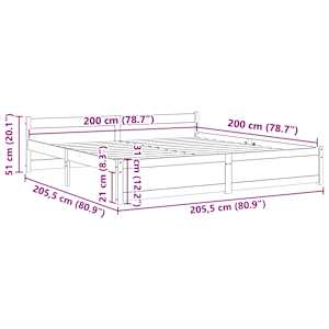 Rám postele bez matrace masivní dřevo 200 x 200 cm - obrázek 9