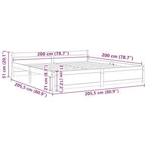 Rám postele bílý masivní dřevo 200 x 200 cm - obrázek 9
