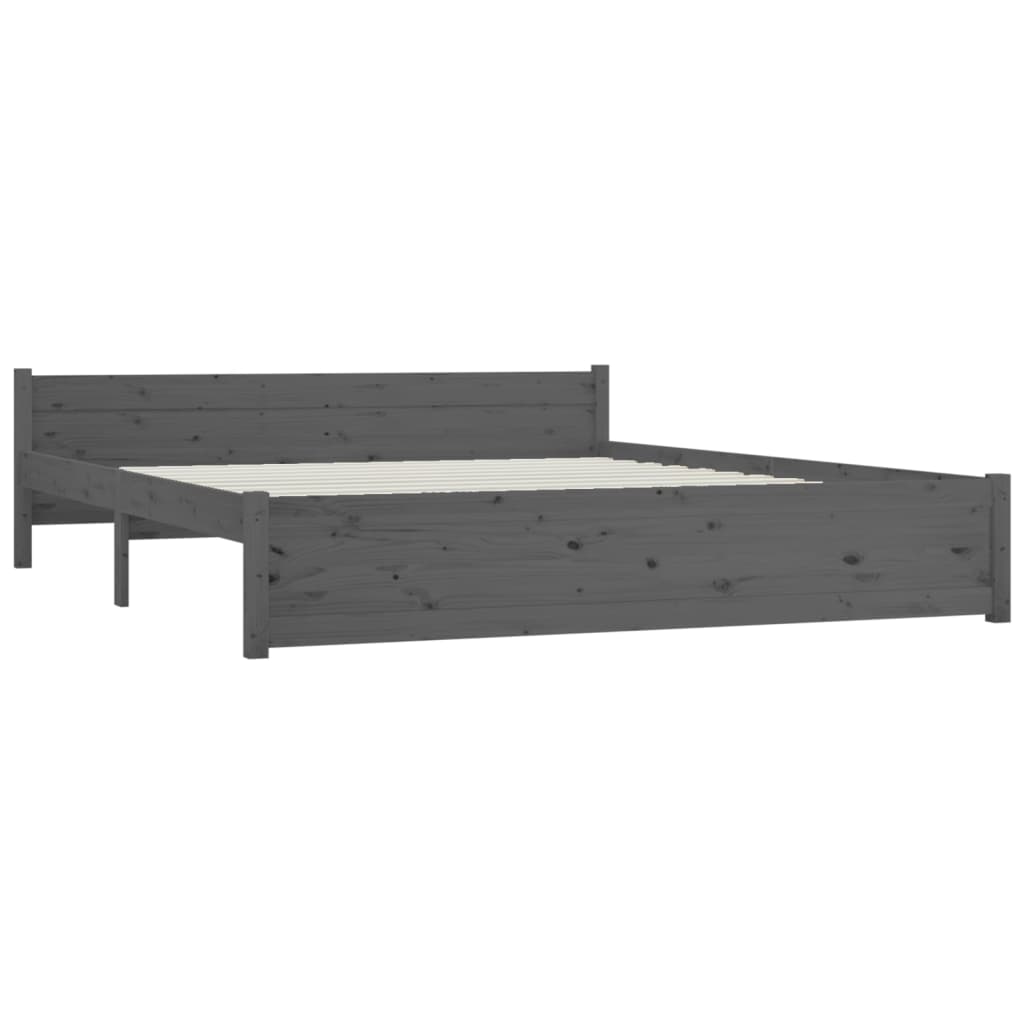 

vidaXL Bedframe massief hout grijs 200x200 cm