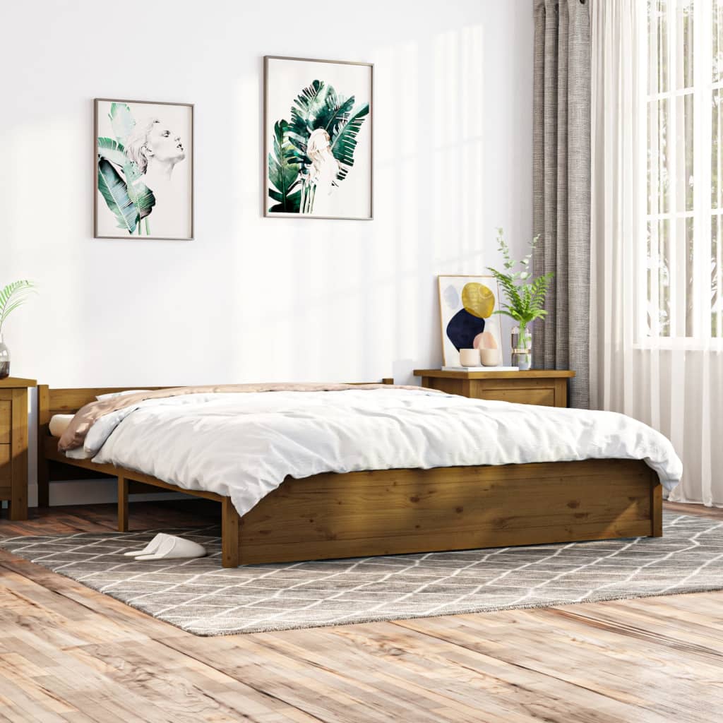 Rám postele medově hnědý masivní dřevo 200 x 200 cm