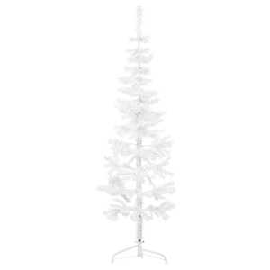 vidaXL kitsas poolik kunstkuusk alusega, valge, 120 cm