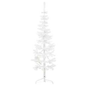 Úzký umělý poloviční vánoční stromek se stojanem bílý 120 cm - obrázek 1