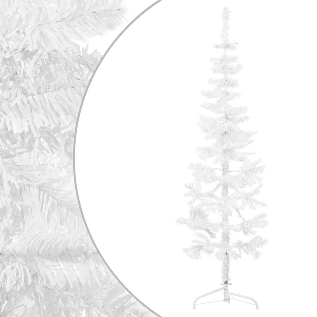 vidaXL Kunstkerstboom half met standaard smal 120 cm wit afbeelding