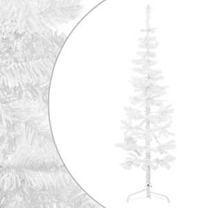 Úzký umělý poloviční vánoční stromek se stojanem bílý 120 cm - obrázek 2