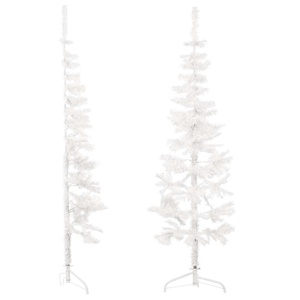 Demi Sapin De No l Artificiel Mince Avec Support Blanc 150 Cm Sapin 