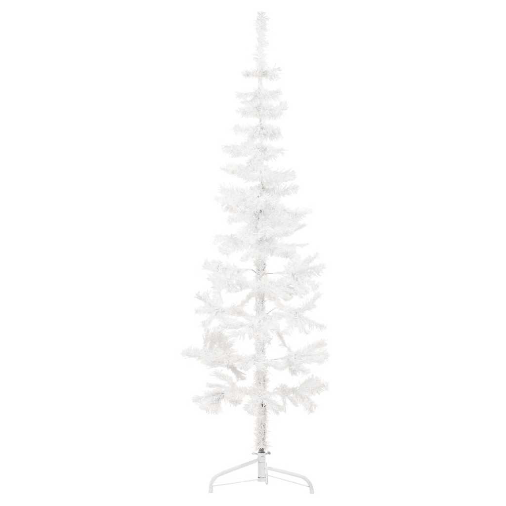 Demi Sapin De No l Artificiel Mince Avec Support Blanc 180 Cm Sapin 