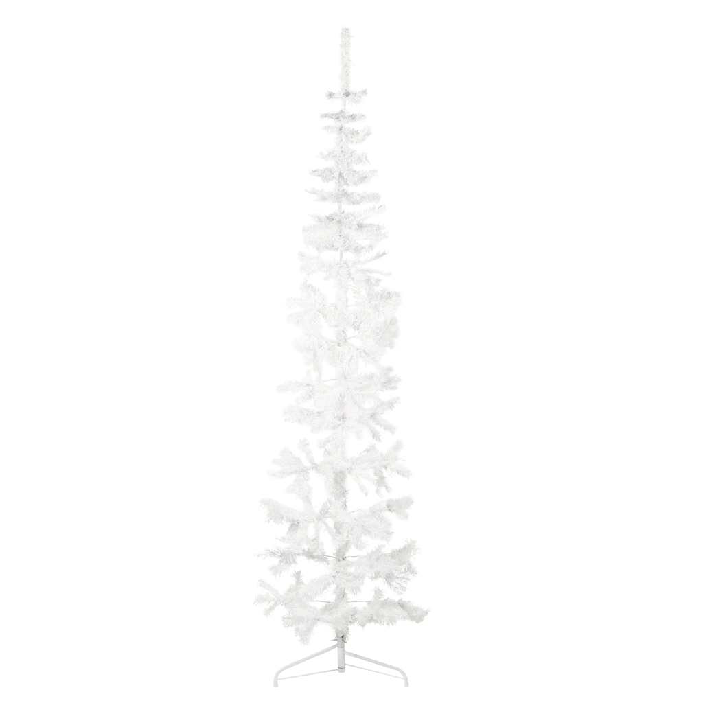 vidaXL Künstlicher Halb-Weihnachtsbaum mit Ständer Schlank Weiß 240 cm