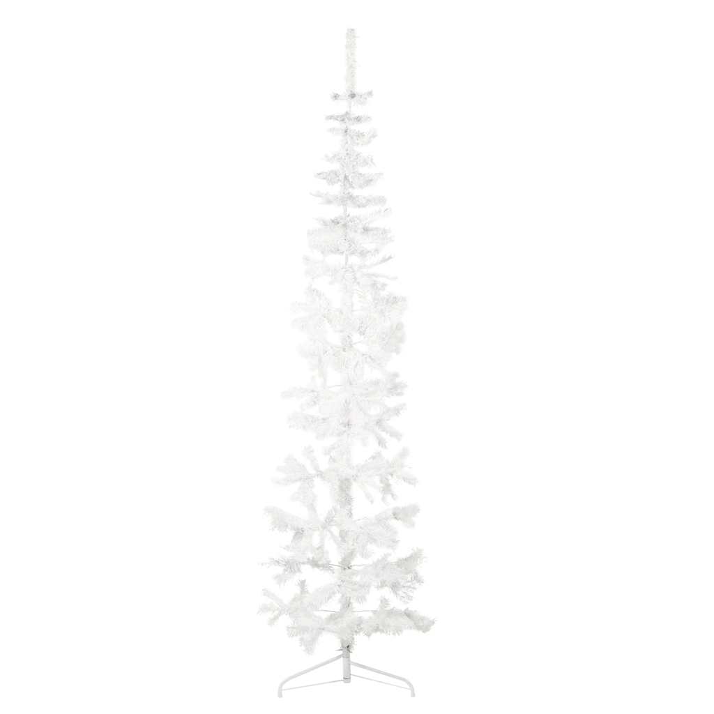 Demi Sapin De No l Artificiel Mince Avec Support Blanc 240 Cm Sapin 