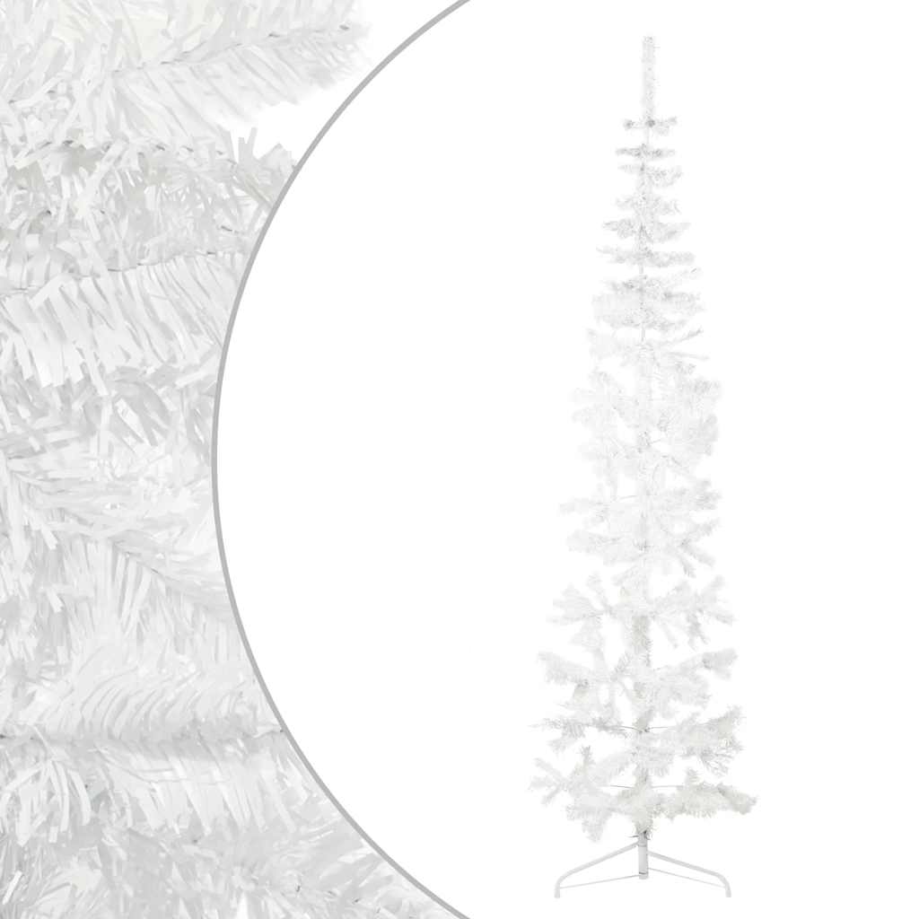 vidaXL Kunstkerstboom half met standaard smal 240 cm wit afbeelding