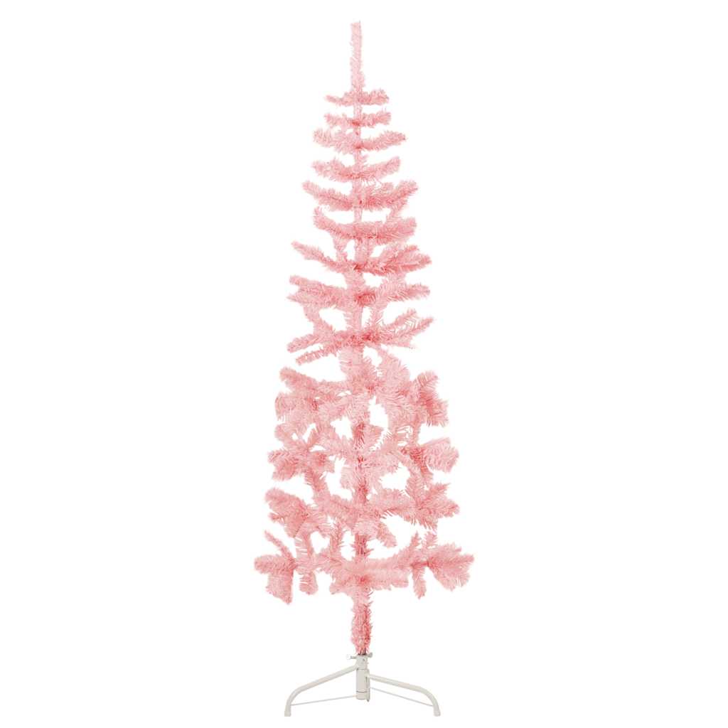 Slim Fake Half Christmas Tree Pink PVC Slim Decorative Inlays vidaXL - Picture 3 of 10