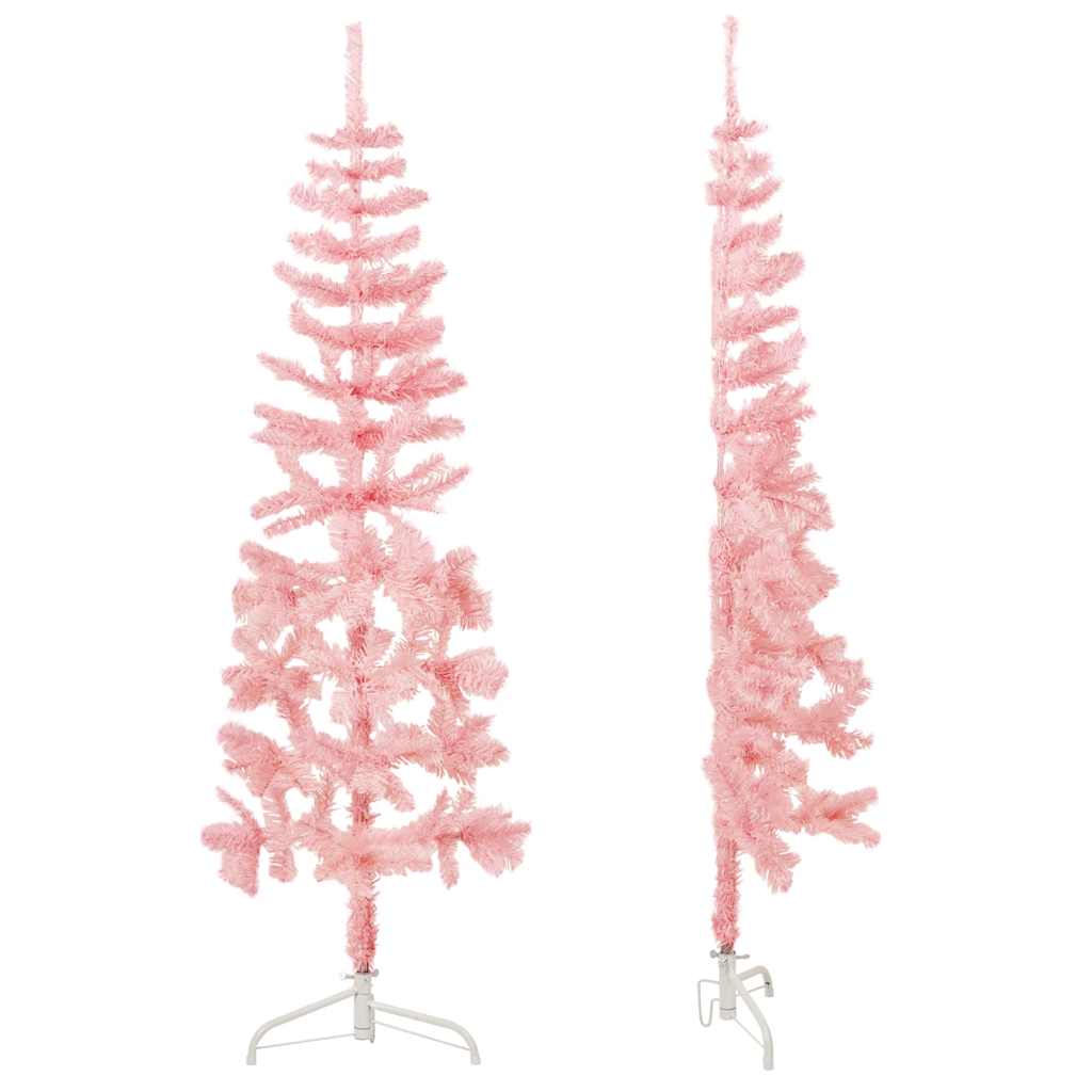 Slim Fake Half Christmas Tree Pink PVC Slim Decorative Inlays vidaXL - Picture 6 of 10
