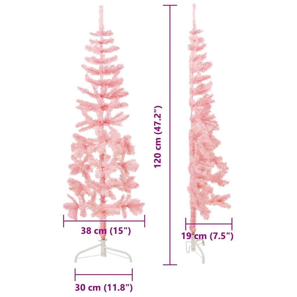 Slim Fake Half Christmas Tree Pink PVC Slim Decorative Inlays vidaXL - Picture 4 of 10