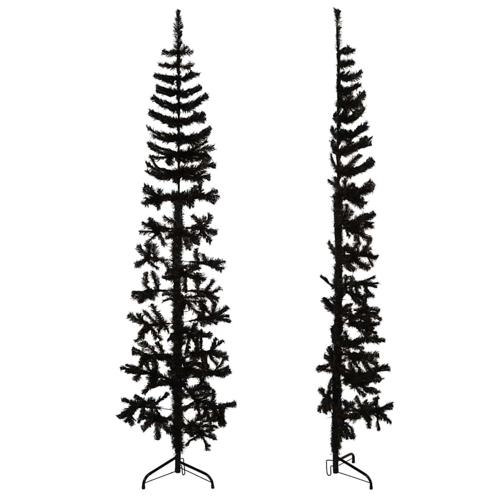 Demi Sapin De No l Artificiel Mince Avec Support Noir 180 Cm Sapin De 