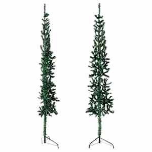 Úzký umělý poloviční vánoční stromek se stojanem zelený 120 cm - obrázek 4