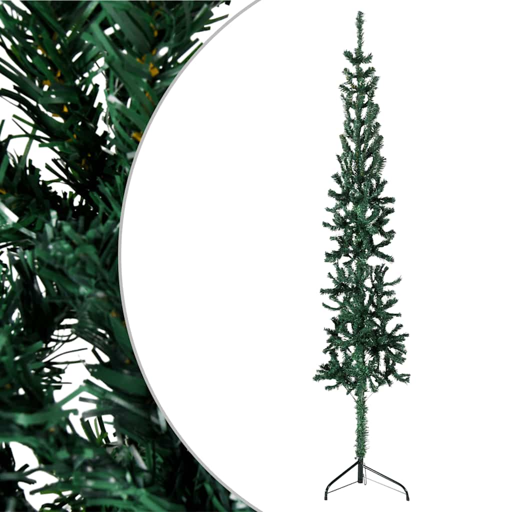 vidaXL Kunstkerstboom half met standaard smal 180 cm groen afbeelding