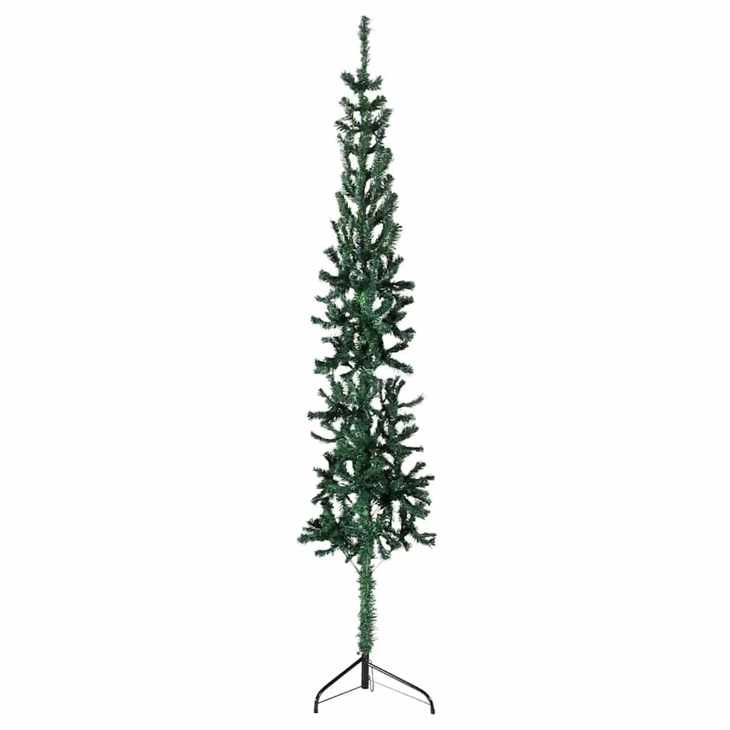 

vidaXL Slim Artificial Half Christmas Tree with Stand Green 7 ft