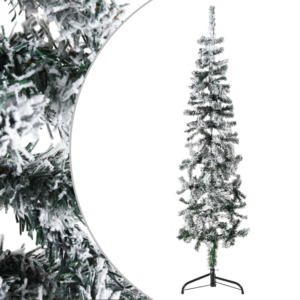 Image of vidaXL Slim Artificial Half Christmas Tree with Flocked Snow 120 cm