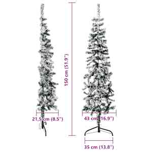 Úzký umělý poloviční vánoční stromek se sněhem 150 cm - obrázek 9