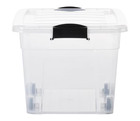 Heidrun 3 stuks clipbox met sluitingen wieltjes, 75 liter, 60 x 40 x
