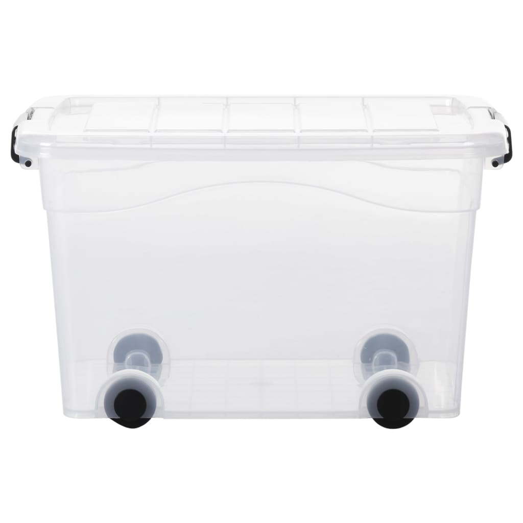 vidaXL Storage Boxes with Wheels & Lids 5 pcs Transparent 40 L