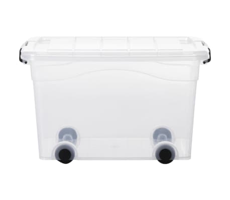 vidaXL Caixas de arrumação c/ rodas e tampas 5 pcs 40 L transparente