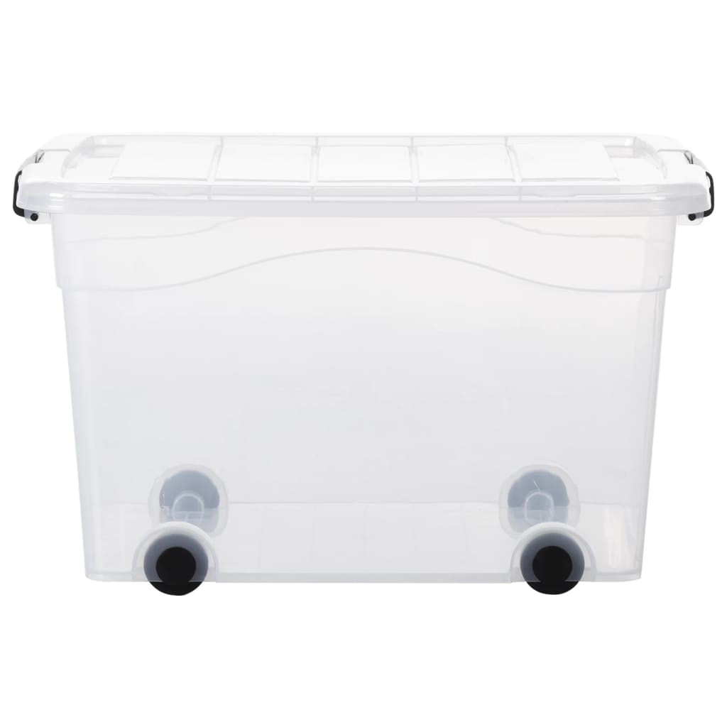 vidaXL Boîtes de rangement et roues et couvercles 2pcs Transparent 60L