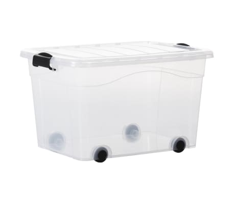 vidaXL Cajas de almacenamiento con tapa 5 unidades transparente 60 L