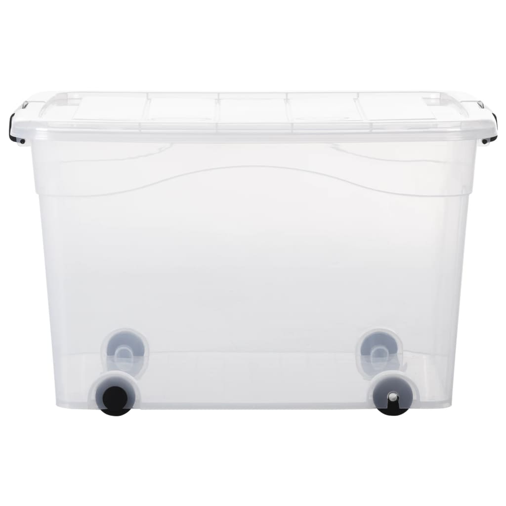 vidaXL Storage Boxes with Wheels & Lids 2 pcs Transparent 100 L