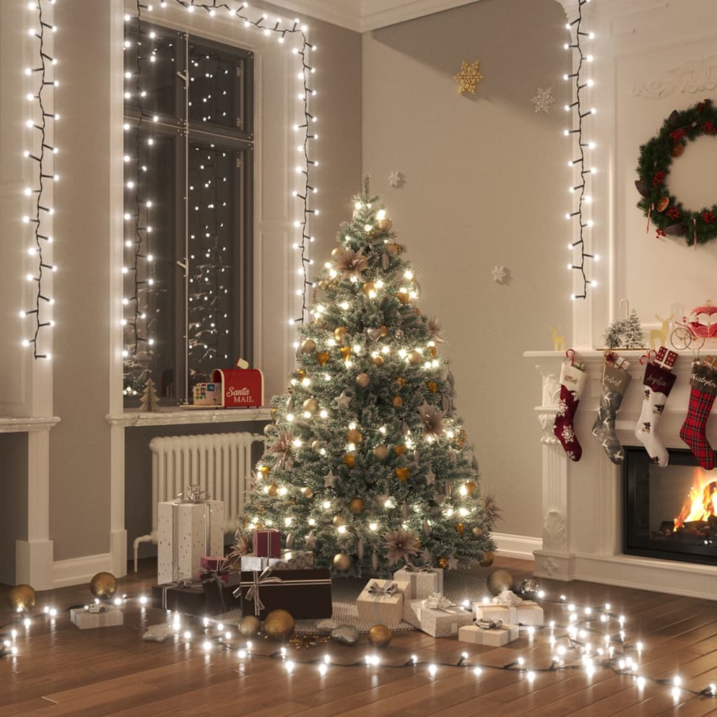 vida XL LED-Lichterkette mit 3000 LEDs Kaltweiß 65 m PVC