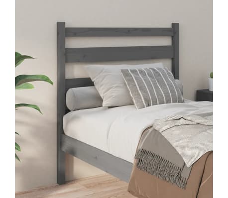 vidaXL szürke tömör fenyőfa ágyfejtámla 81 x 4 x 100 cm