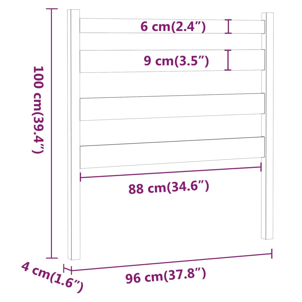 Posteljno vzglavje sivo 96x4x100 cm trdna borovina