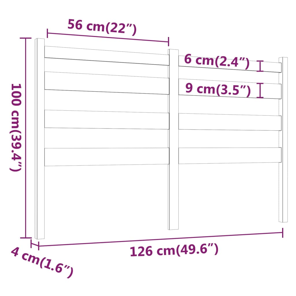 Posteljno vzglavje medeno rjavo 126x4x100 cm trdna borovina